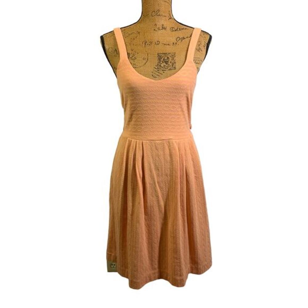 ANTHROPOLOGIE POSTMARK‎ Coral Textured Cross-Back Cut Out Mini Dress Size Medium